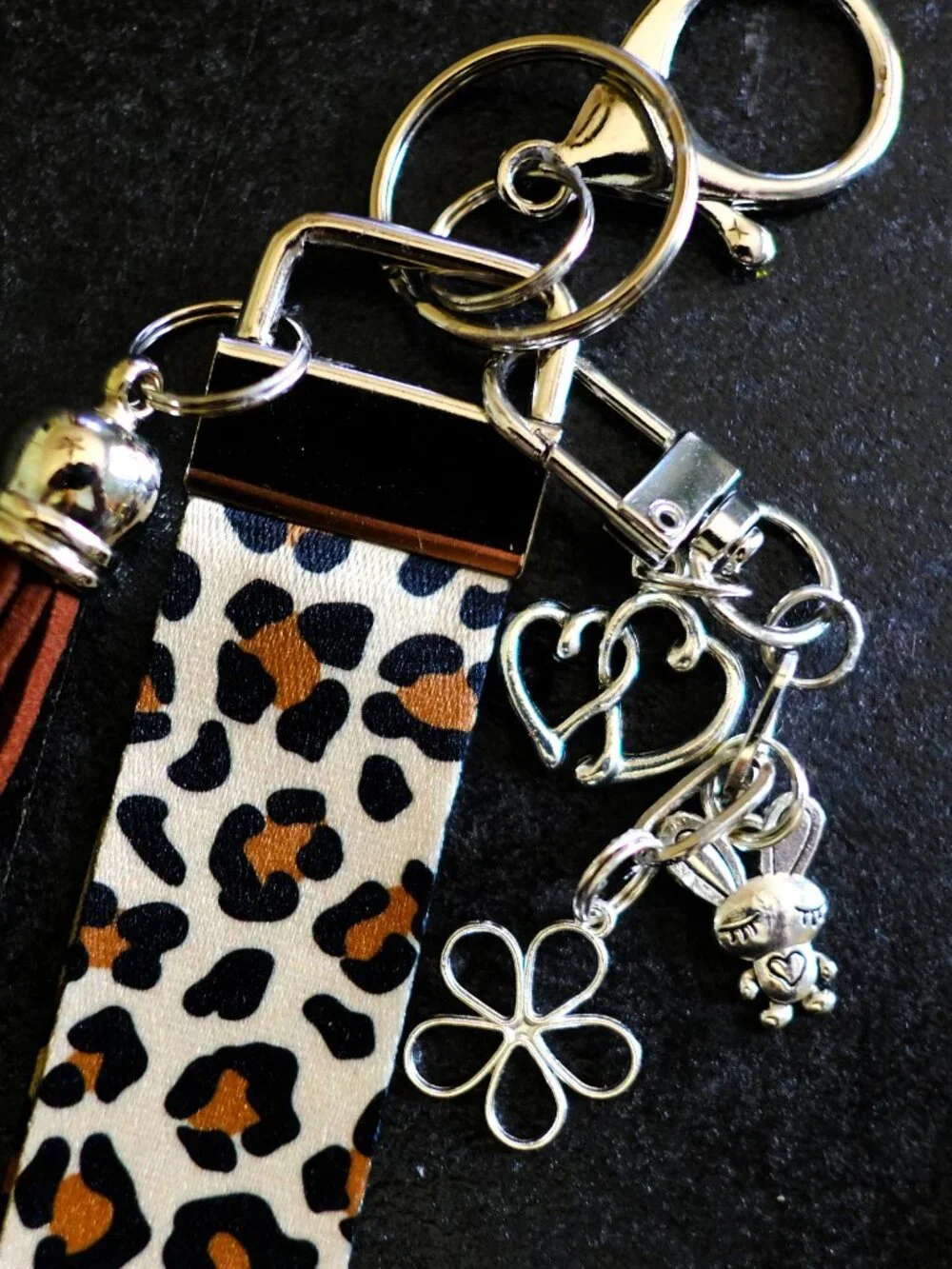 Handmade Lanyard Wristlet Keychain, charms, bag, key, gift, lemon, blue, animal,